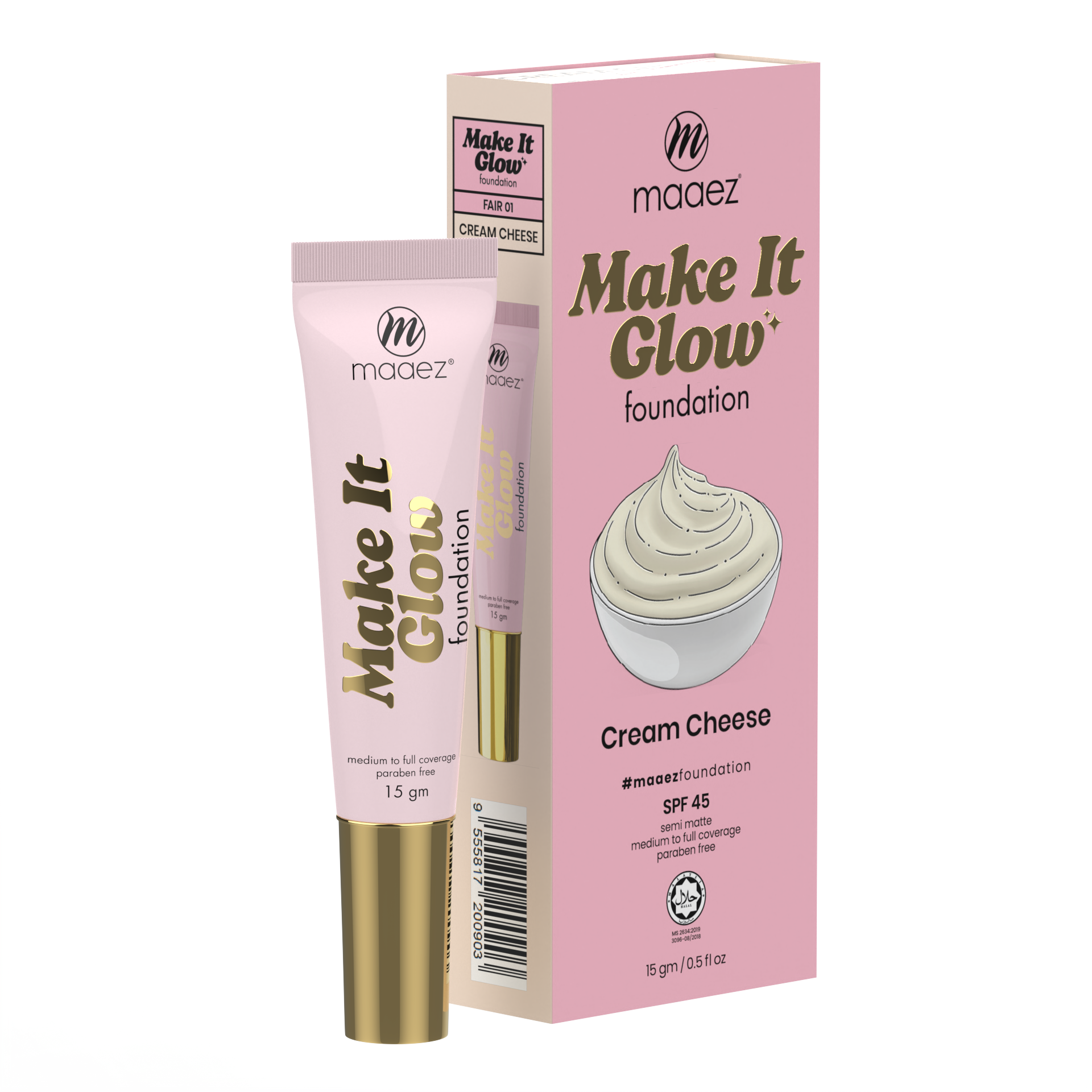 Maaez - Bedak Asas Krim (Make It Glow) | Maaez Foundation (Make It Glow) (Cream Cheese)